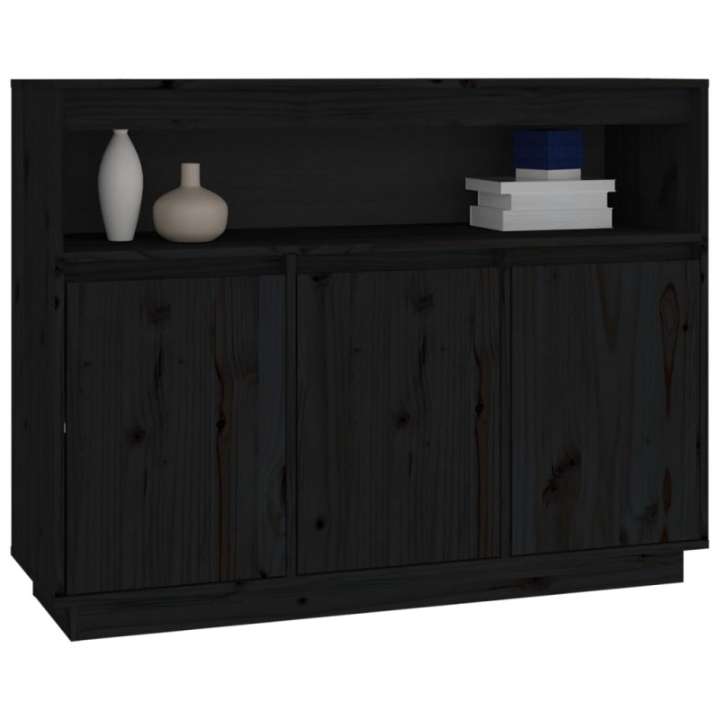 Szafka, czarna, 104,5x34x80 cm, lite drewno sosnowe