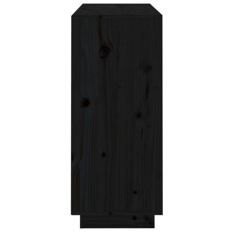 Szafka, czarna, 104,5x34x80 cm, lite drewno sosnowe
