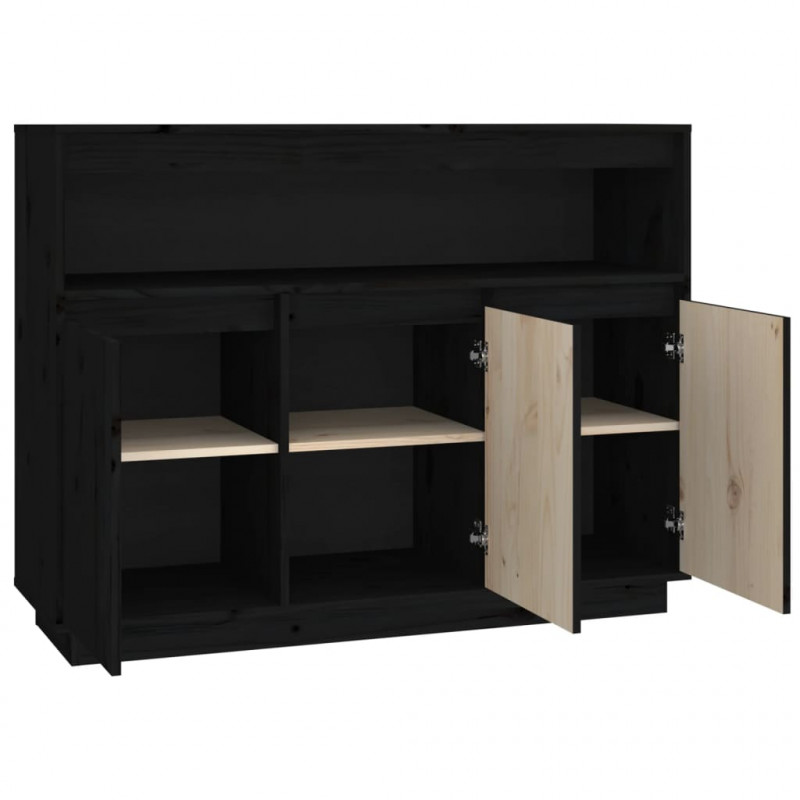 Szafka, czarna, 104,5x34x80 cm, lite drewno sosnowe