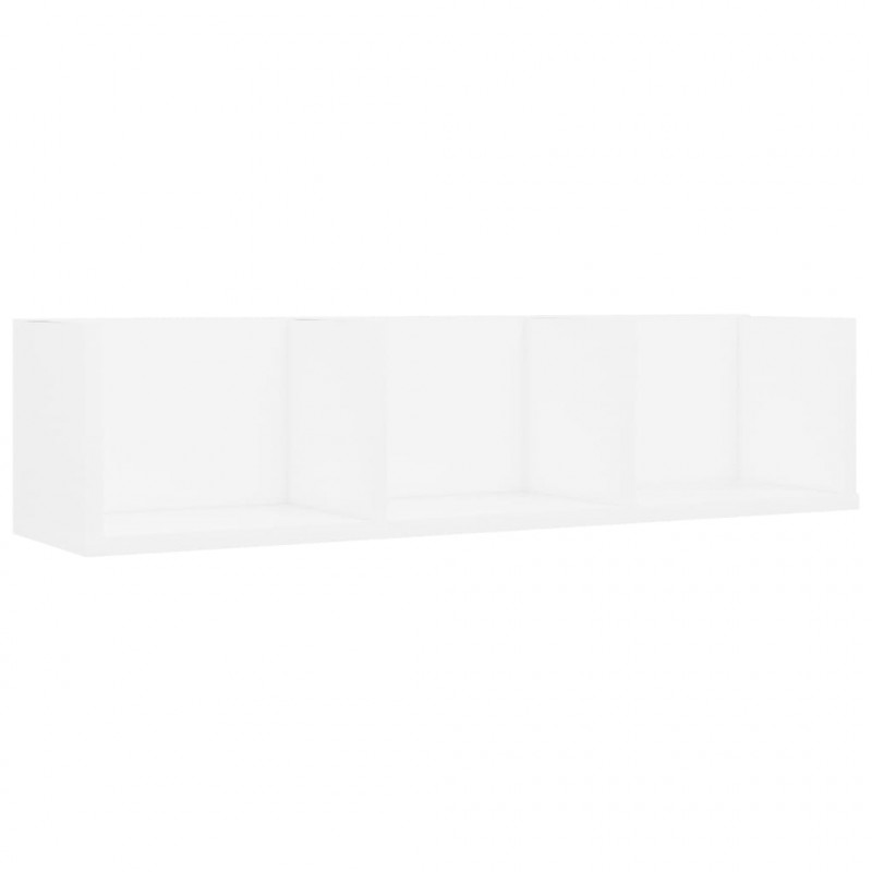 Półka na płyty CD, biała, 75x18x18 cm, materiał drewnopochodny