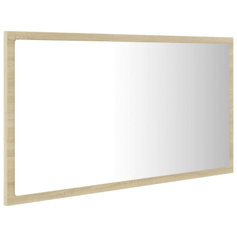 Lustro łazienkowe LED, kolor dąb sonoma, 80x8,5x37 cm, akryl