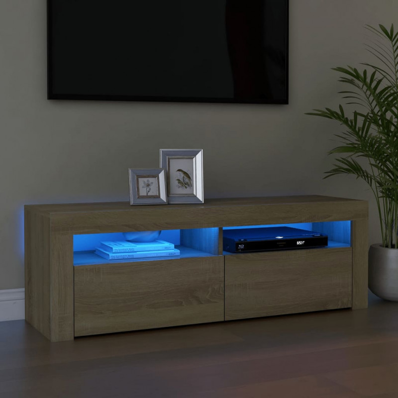 Szafka pod TV z oświetleniem LED, dąb sonoma, 120x35x40 cm