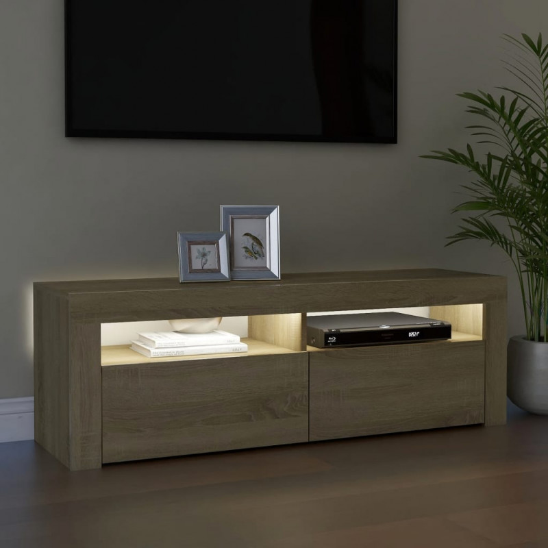 Szafka pod TV z oświetleniem LED, dąb sonoma, 120x35x40 cm