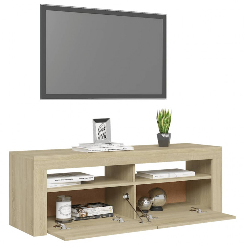 Szafka pod TV z oświetleniem LED, dąb sonoma, 120x35x40 cm
