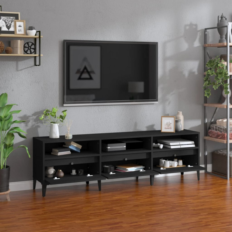 Szafka pod TV, czarna, 150x30x44,5 cm, materiał drewnopochodny