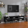 Szafka pod TV, czarna, 150x30x44,5 cm, materiał drewnopochodny