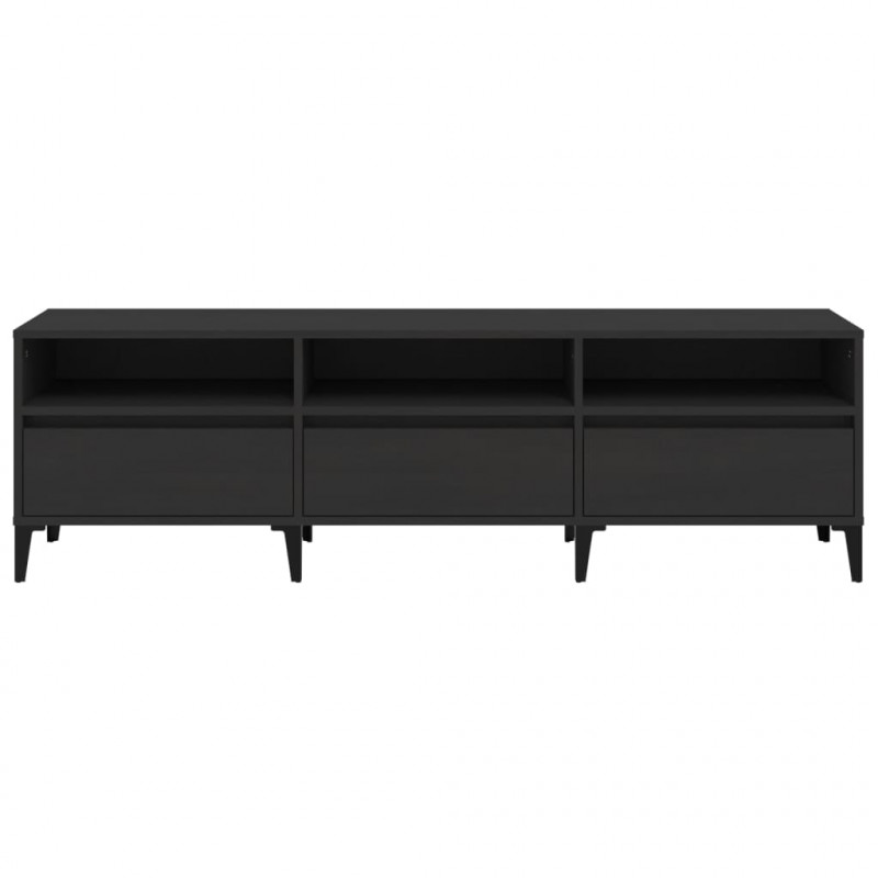 Szafka pod TV, czarna, 150x30x44,5 cm, materiał drewnopochodny