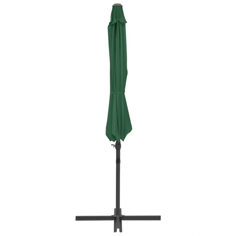 Parasol wiszący ze stalowym słupkiem, 300 cm, zielony