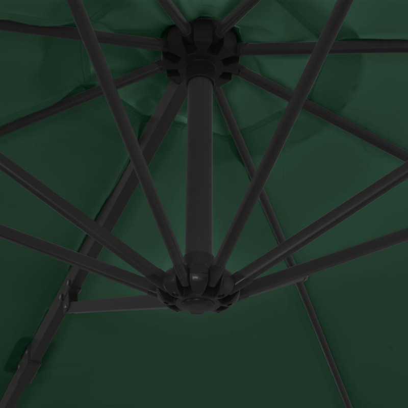 Parasol wiszący ze stalowym słupkiem, 300 cm, zielony