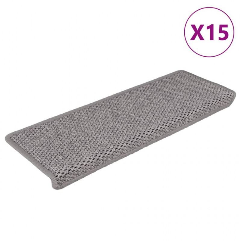 Samoprzylepne nakładki na schody, 15 szt., 65x21x4 cm, srebrne