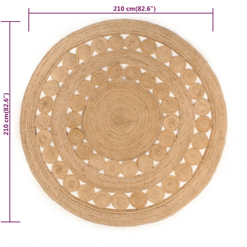 Dywan pleciony z juty, 210 cm, okrągły