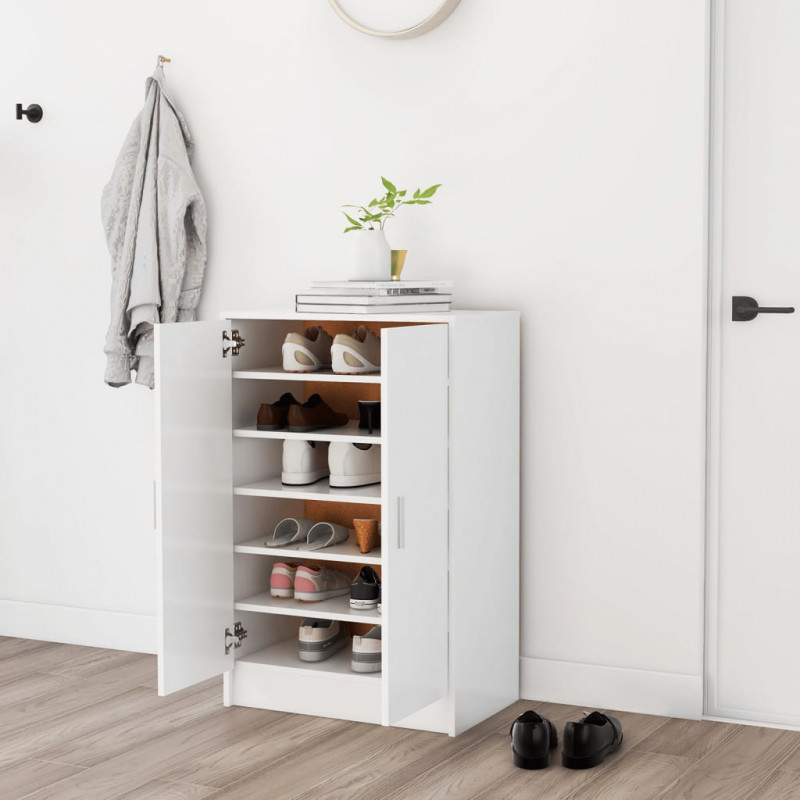 Szafka na buty, biała, 60x35x92 cm, materiał drewnopochodny