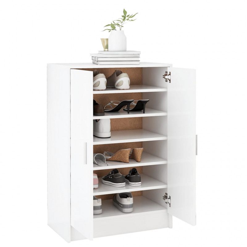 Szafka na buty, biała, 60x35x92 cm, materiał drewnopochodny