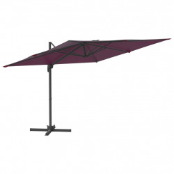 Parasol wiszący na aluminiowym słupku, bordowy, 400x300 cm