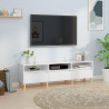 Szafka pod TV, wysoki połysk, biała, 150x30x44,5 cm