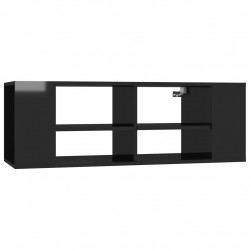 Wisząca szafka pod TV, czarna, wysoki połysk, 102x35x35 cm