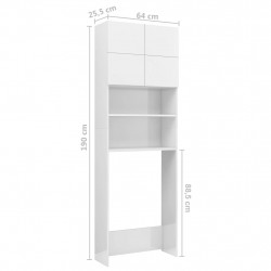 Szafka na pralkę, biała 64x25,5x190 cm, materiał drewnopochodny