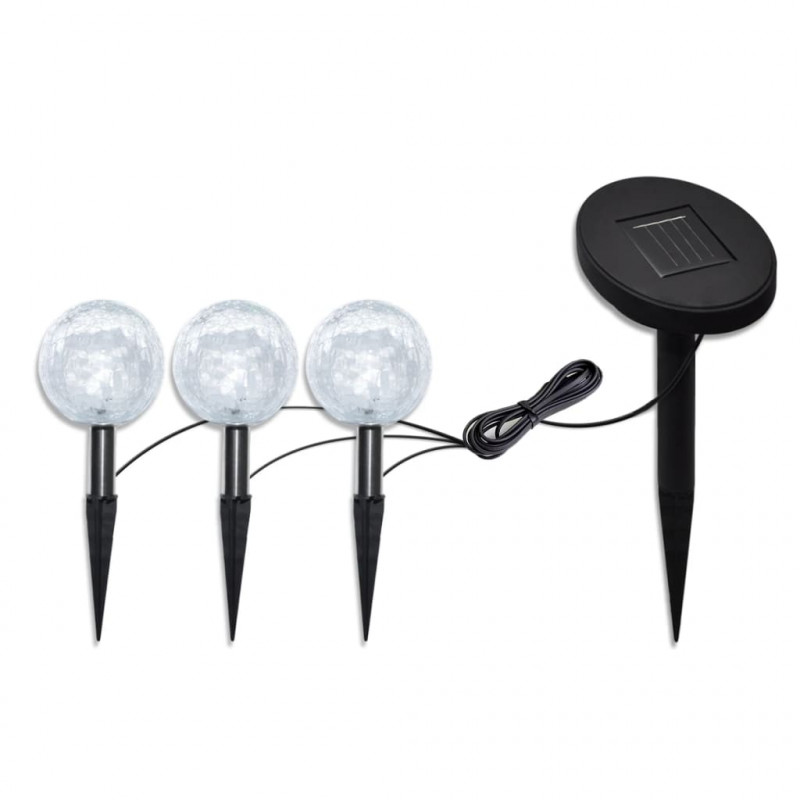 Lampy ogrodowe ze szpikulcami i panelem solarnym, 3 LED
