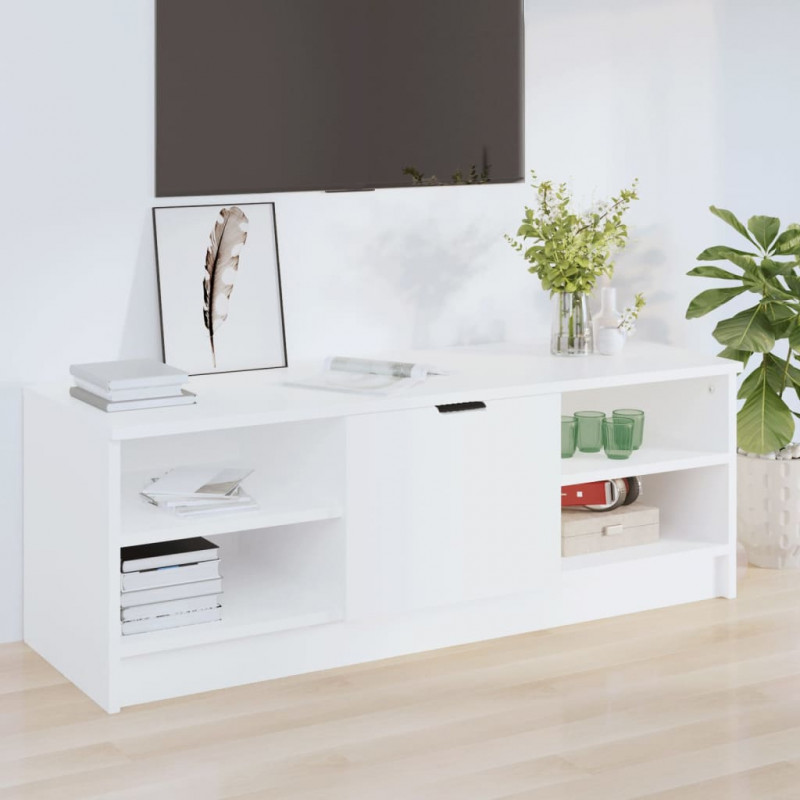 Szafka pod TV, biała, 102x35,5x36,5 cm, materiał drewnopochodny