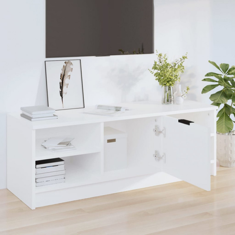 Szafka pod TV, biała, 102x35,5x36,5 cm, materiał drewnopochodny