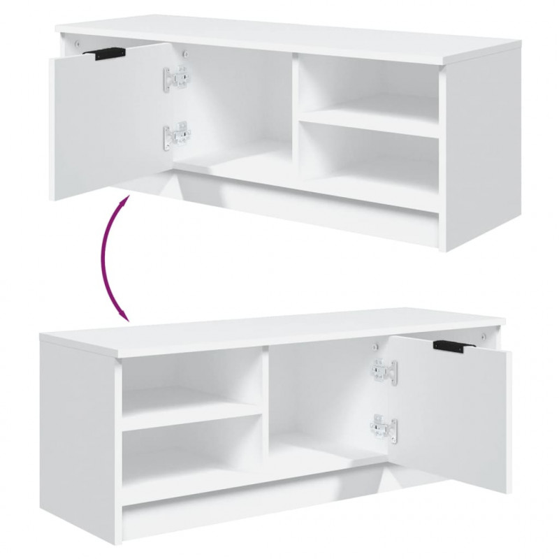 Szafka pod TV, biała, 102x35,5x36,5 cm, materiał drewnopochodny