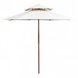 Parasol z podwójnym daszkiem, 270x270 cm drewno, kremowy