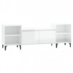 Szafka pod TV, wysoki połysk, biała, 160x35x55 cm