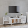 Szafka pod TV, wysoki połysk, biała, 160x35x55 cm