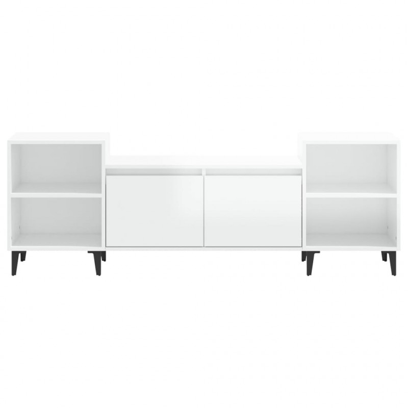 Szafka pod TV, wysoki połysk, biała, 160x35x55 cm