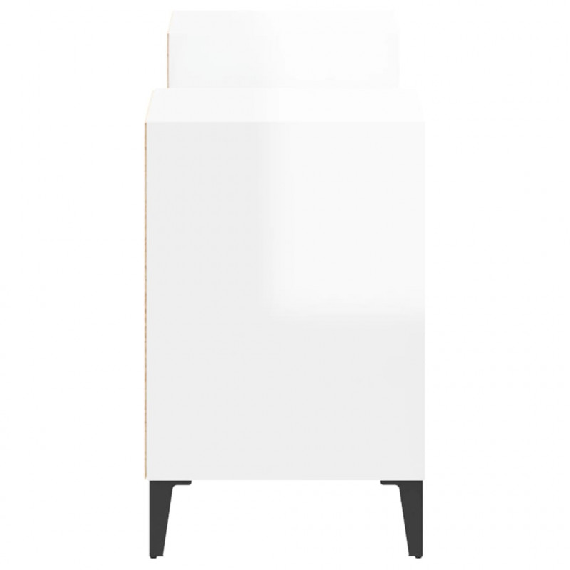 Szafka pod TV, wysoki połysk, biała, 160x35x55 cm