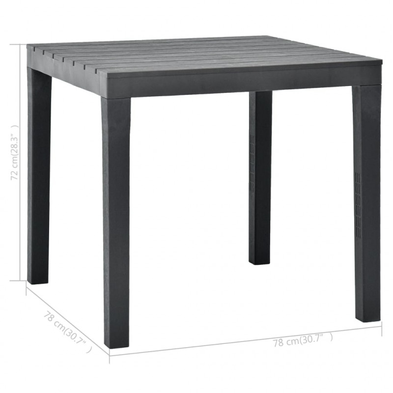 Stół ogrodowy, antracytowy, 78 x 78 x 72 cm, plastikowy