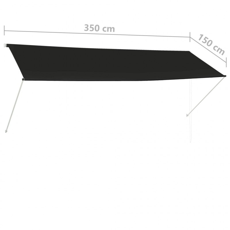 Markiza zwijana, 350 x 150 cm, antracytowa