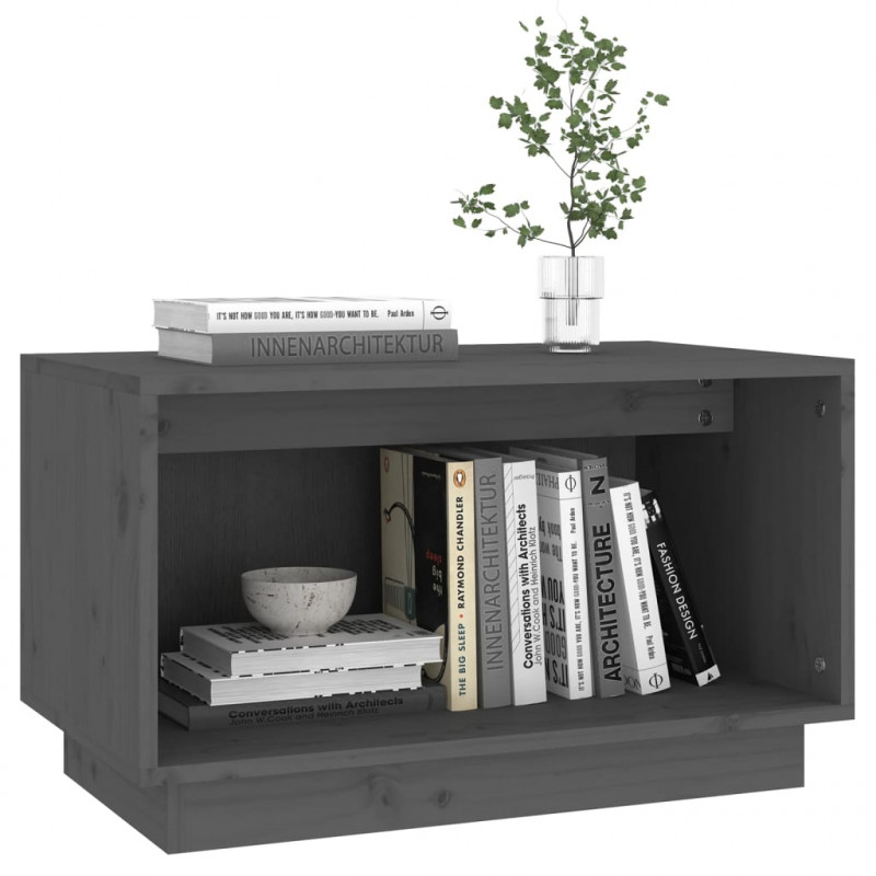 Szafka pod telewizor, szara, 60x35x35 cm, lite drewno sosnowe
