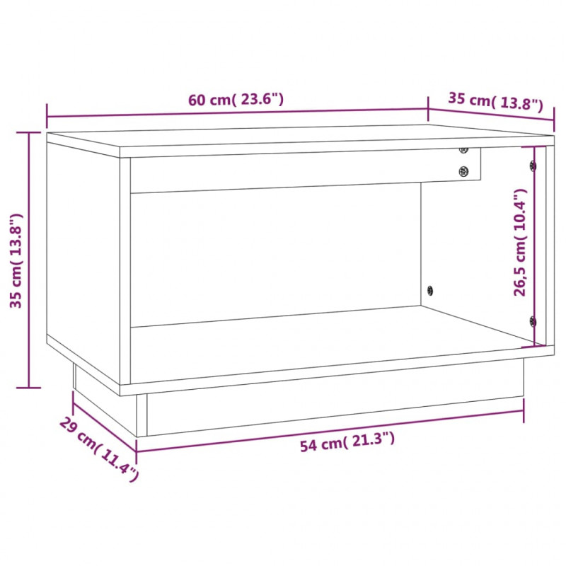 Szafka pod telewizor, szara, 60x35x35 cm, lite drewno sosnowe