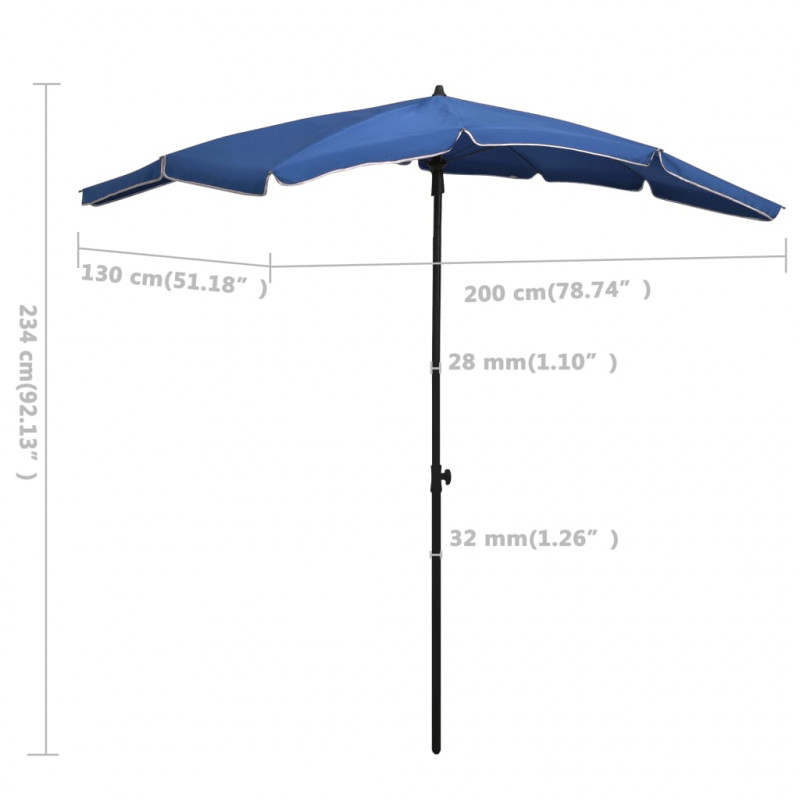 Parasol ogrodowy na słupku, 200x130 cm, lazurowy