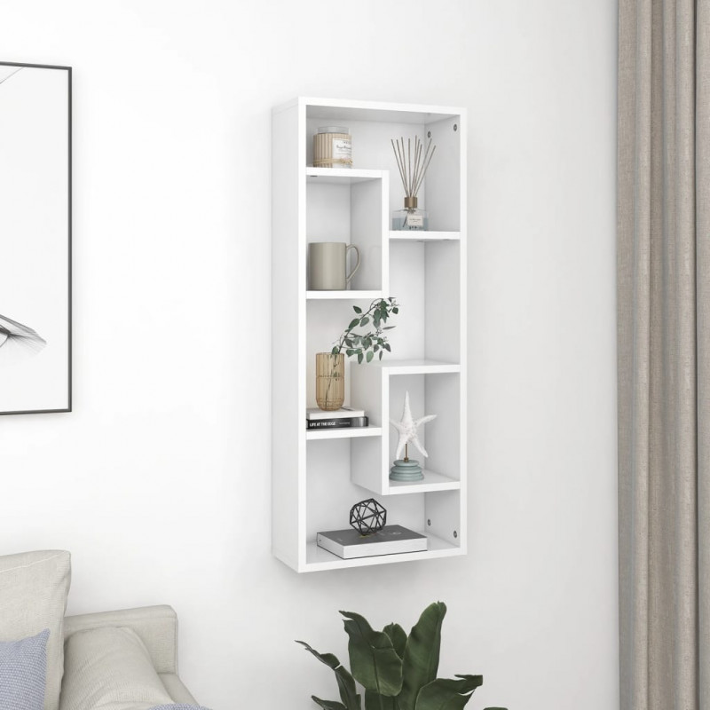 Półka ścienna, biała, 36x16x90 cm, materiał drewnopochodny