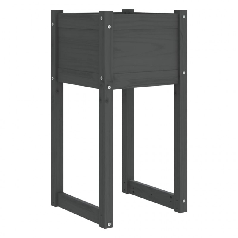 Donice, 2 szt., szare, 40x40x81 cm, lite drewno sosnowe