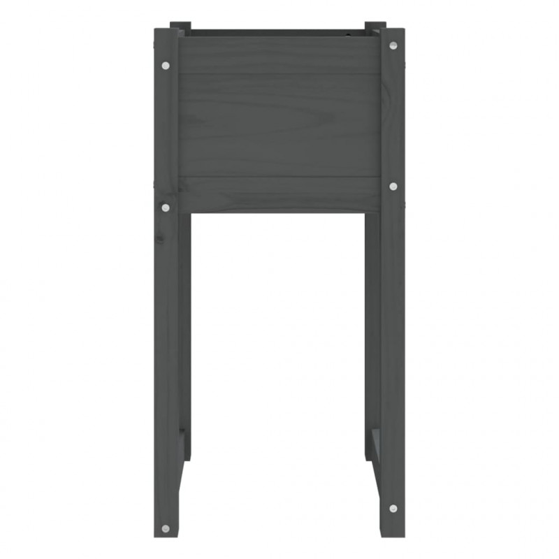 Donice, 2 szt., szare, 40x40x81 cm, lite drewno sosnowe