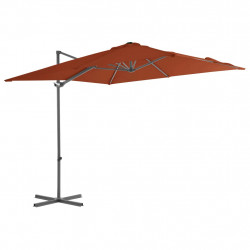 Parasol wiszący ze stalowym słupkiem, 250x250 cm, terakota