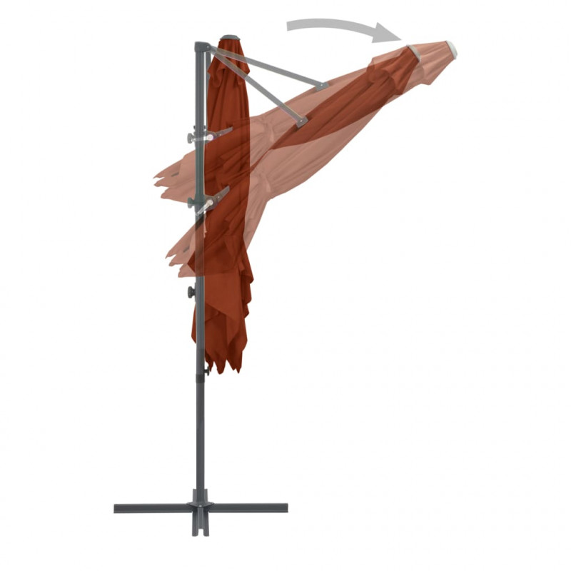 Parasol wiszący ze stalowym słupkiem, 250x250 cm, terakota