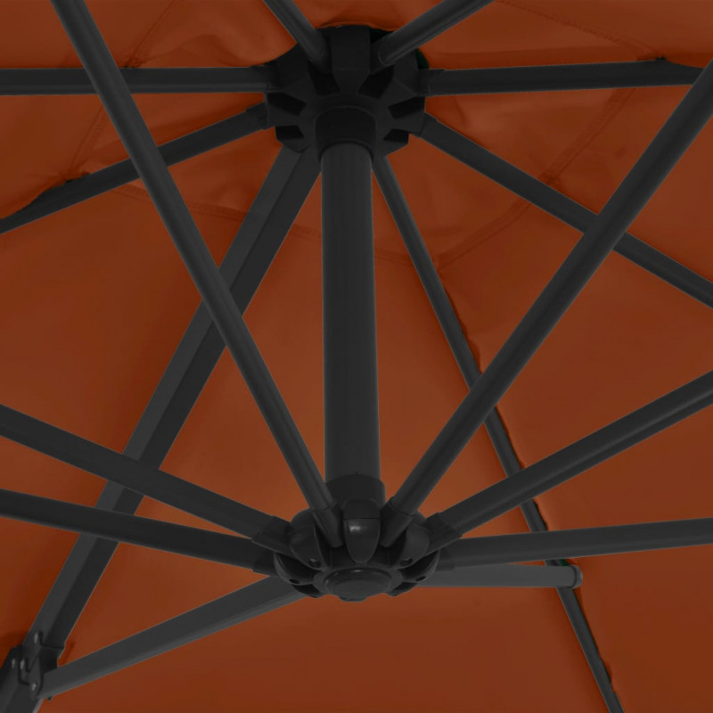 Parasol wiszący ze stalowym słupkiem, 250x250 cm, terakota