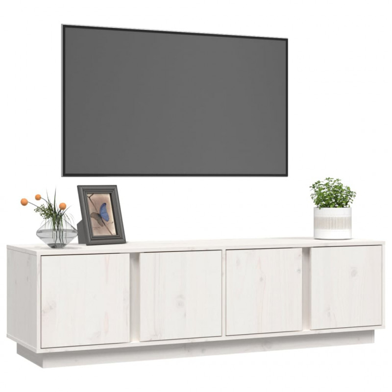 Szafka pod telewizor, biała, 140x40x40 cm, lite drewno sosnowe