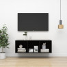 Wisząca szafka pod TV, wysoki połysk, czarna, 37x37x107 cm