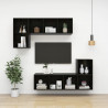 Wisząca szafka pod TV, wysoki połysk, czarna, 37x37x107 cm