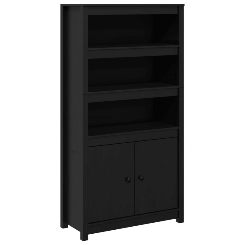 Szafka, czarna, 80x35x154 cm, lite drewno sosnowe