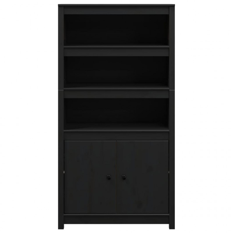 Szafka, czarna, 80x35x154 cm, lite drewno sosnowe