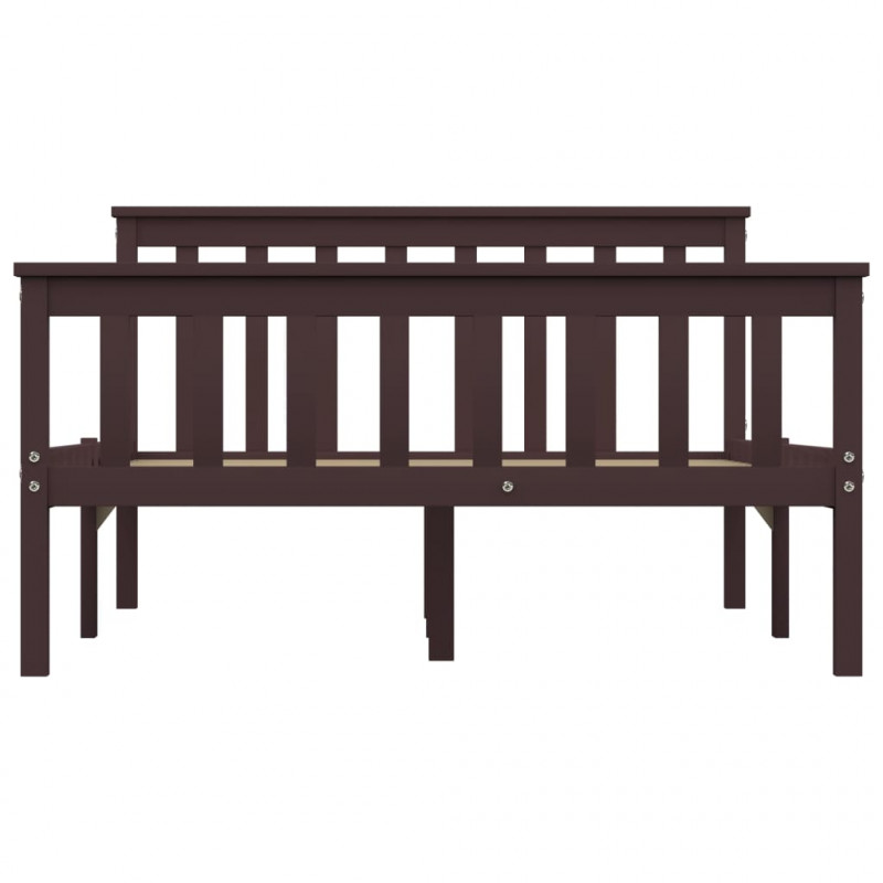 Rama łóżka, ciemnobrązowa, lite drewno sosnowe, 120 x 200 cm