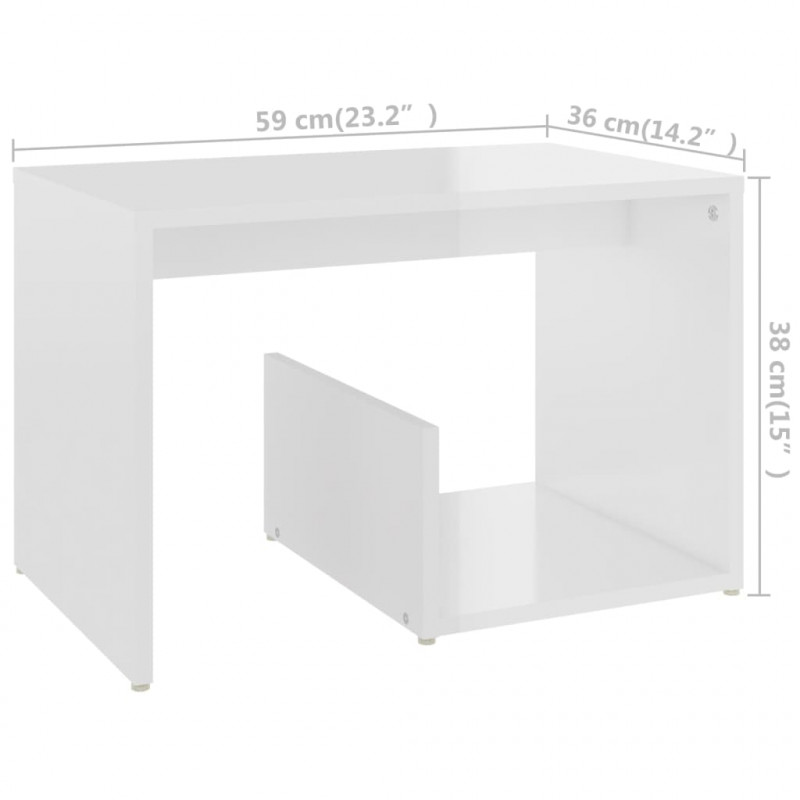 Stolik wysoki połysk biała 59x36x38 cm materiał drewnopochodny