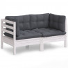 2-osobowa sofa ogrodowa z antracytowymi poduszkami, sosnowa
