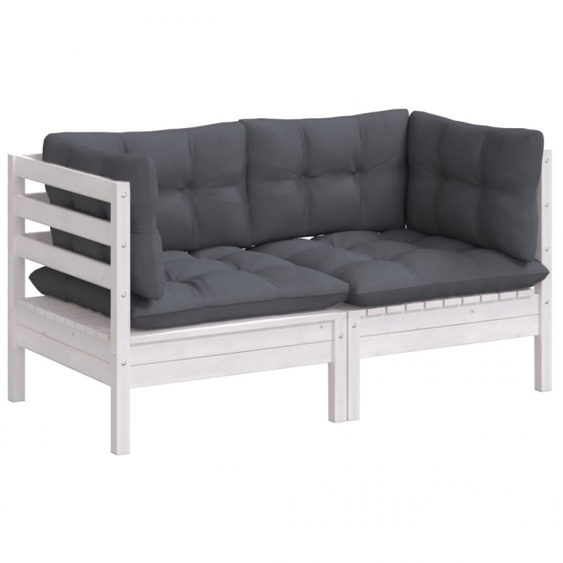 2-osobowa sofa ogrodowa z antracytowymi poduszkami, sosnowa